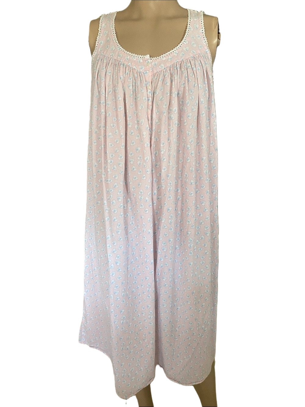 Eileen West vintage Light Pink Sleeveless Nightgown with Heart Motif